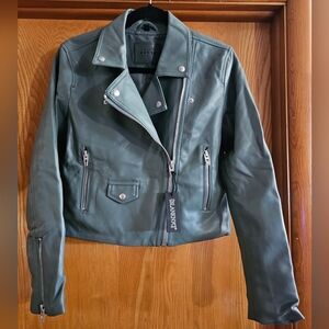 NWT BLANK NYC Green Vegan Leather Moto Jacket